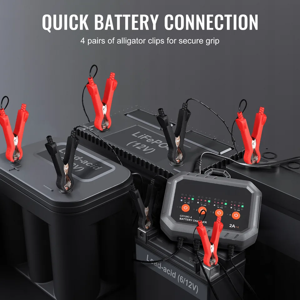 VEVOR Smart Battery Charger, 8-Amp, Li FePO4 Lead-Acid Car Battery Charger, Fully-Automatic Charger Maintainer Desulfator For Boat view 2
