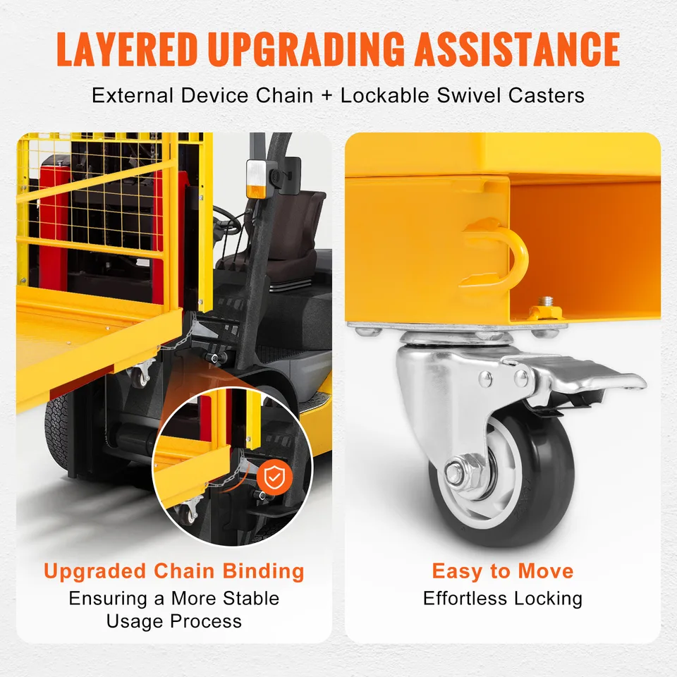 VEVOR Forklift Safety Cage, 1200 Lbs Load Capacity, 36 X 36 Inches Folding Forklift Work Platform With Lockable Swivel Wheels, Drain Hole & view 2