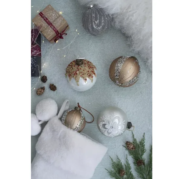 D3.9 Christmas Ball Ornaments, Glass Decorative Hanging Ball Christmas Tree Ornaments For Holiday Party Decorations, Set Of 6 view 2
