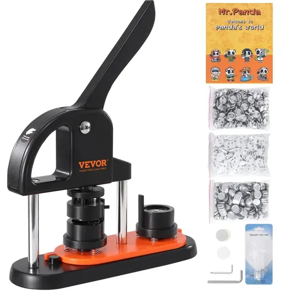 Button Maker Machine, 0.98 Inch 25mm Pin Maker With 500pcs Button Parts, Button Maker With Panda Magic Book, Ergonomic Arc Handle Punch view 3