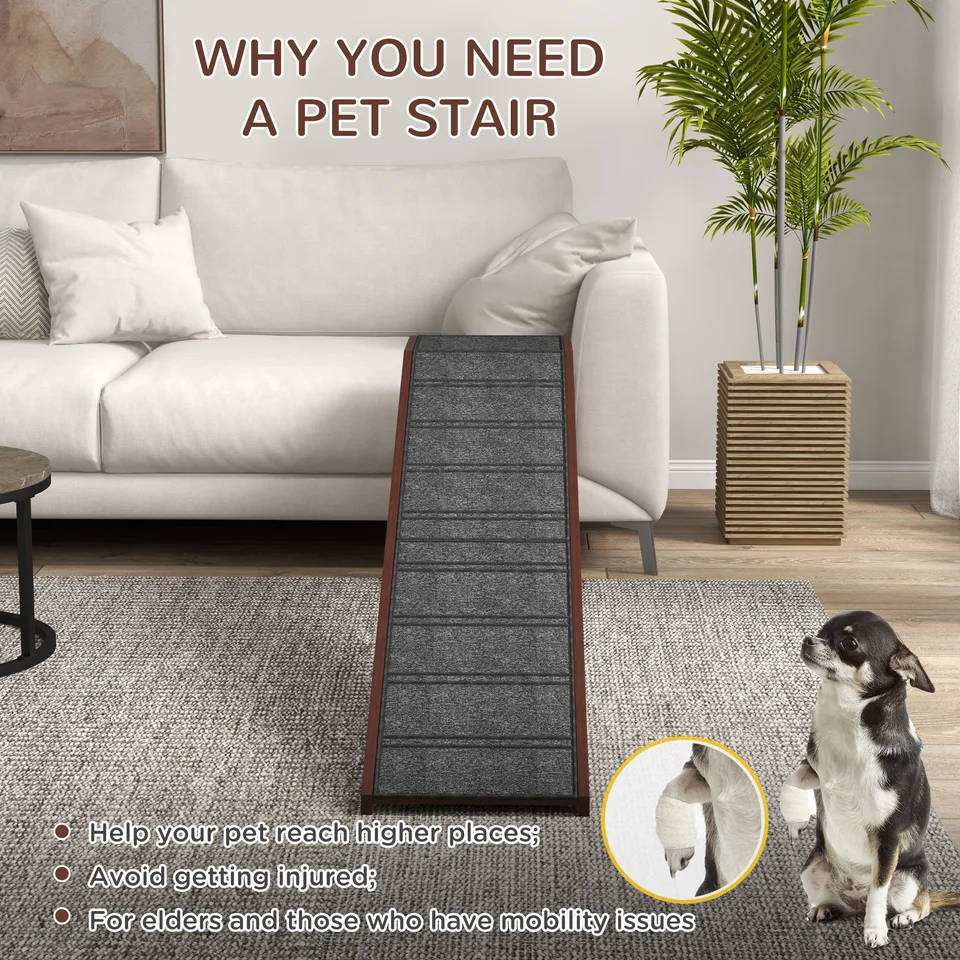Pet Ramp For Dogs With Non-slip Carpet And Top Platform view 3
