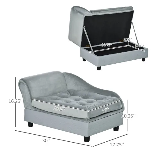 Luxury Small Dog Bed With Hidden Storage view 3