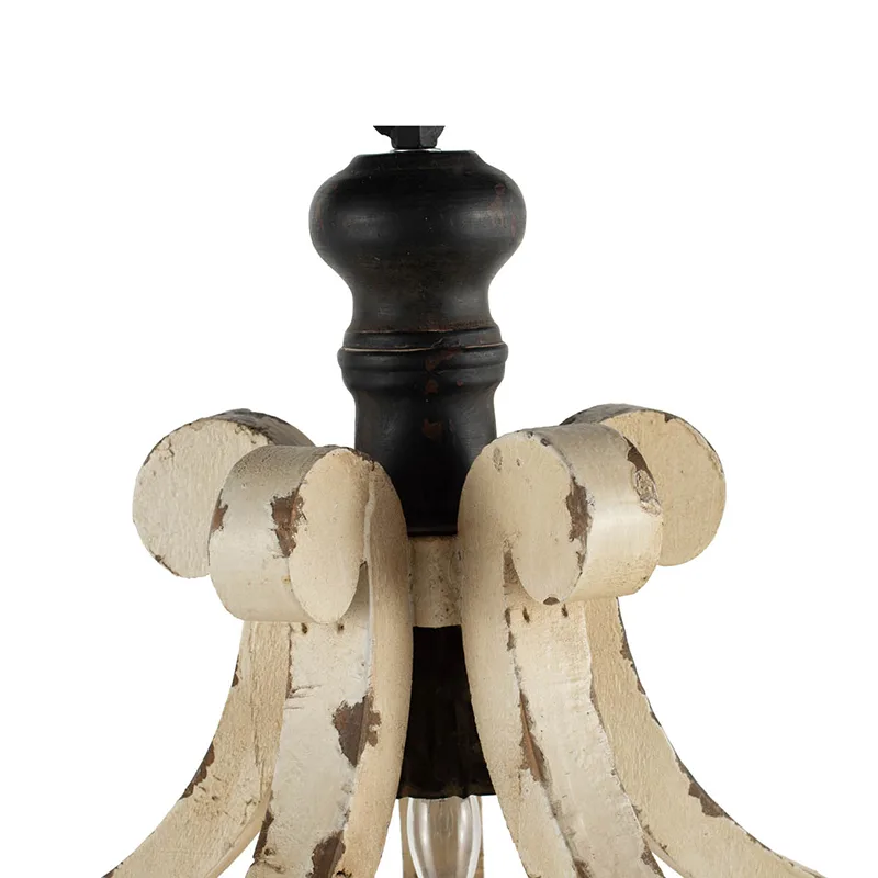 Farmhouse Chandelier, Dilapidated White Chandelier French Country Wood Chandelier For Living Room Foyer, Bulb Not Included view 2