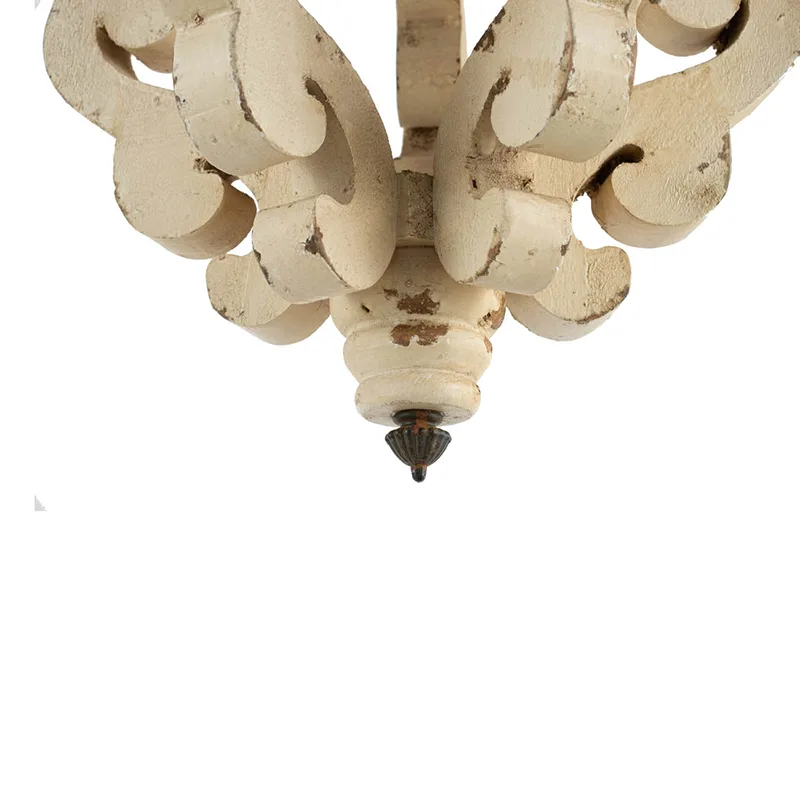 Farmhouse Chandelier, Dilapidated White Chandelier French Country Wood Chandelier For Living Room Foyer, Bulb Not Included view 3