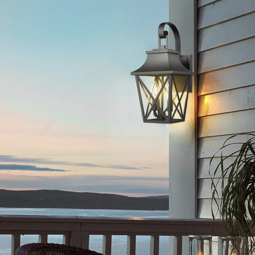 Black Outdoor Wall Light 2 Lights, Large Outdoor Modern Wall Light Fixtures, Industrial Porch Light Wall Mounted With Glass, Waterproof view 2