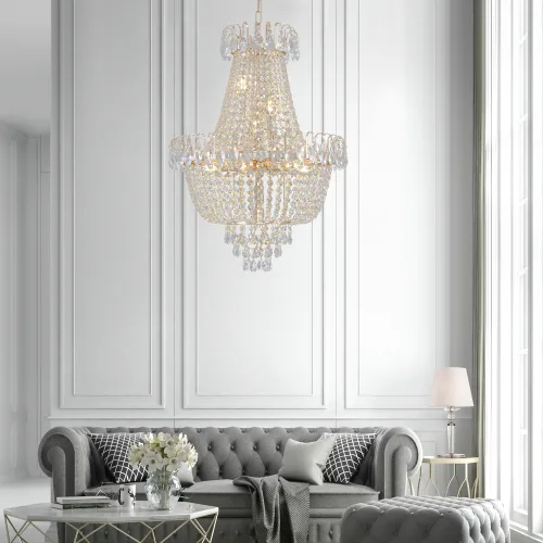 Golden Crystal Chandelier, Large Modern Luxury Chandelier, Suitable For Living Room, Dining Room, Bedroom, Hallway - No Bulb Unusable Platform - Temu view 4