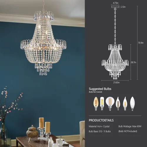 Golden Crystal Chandelier, Large Modern Luxury Chandelier, Suitable For Living Room, Dining Room, Bedroom, Hallway - No Bulb Unusable Platform - Temu view 3