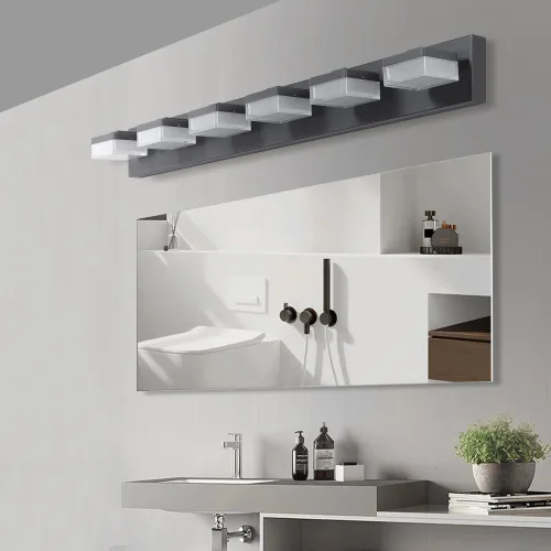 Modern 6 Lights Black LED Makeup Mirror Fixtures For Bathroom And Vanity Unavailable Platforms- Temu view 2