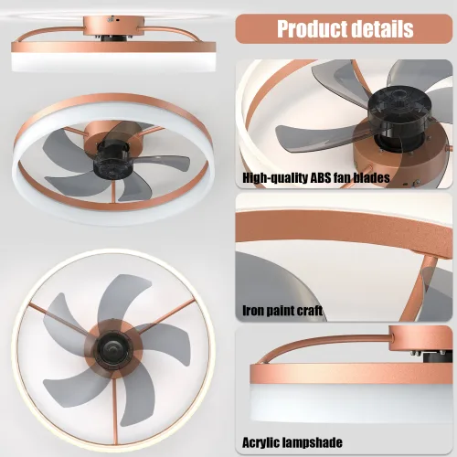 Ceiling Fan With Light Dimmable LED Recessed Mount Slim Modern Ceiling Fan Unavailable Platforms- Temu view 4