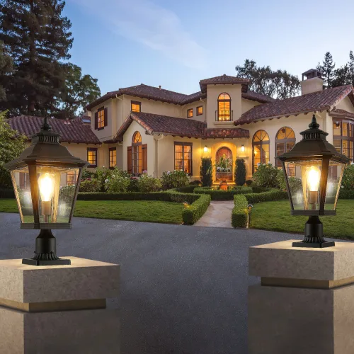 Outdoor Glass Pillar Headlights Support Many Types Of Bulbs-2 Packs Unavailable Platforms- Temu