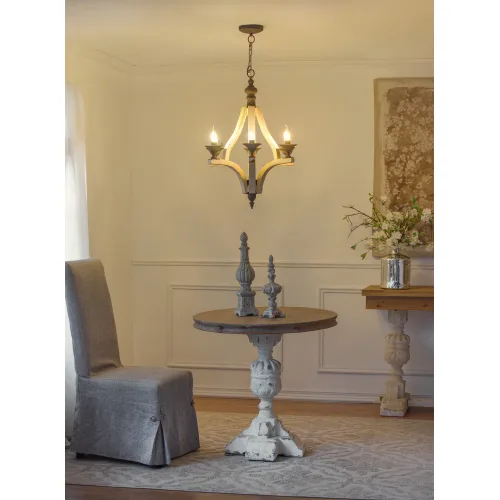 6 - Light Wood Chandelier With Adjustable Chain For Kitchen, Dining Hall Entrance, Bulb Not Included view 4