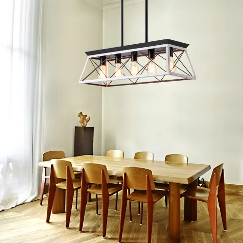 5 Lamps Farmhouse Chandelier Dining Room White - No Bulbs Unavailable Platform- Temu view 2