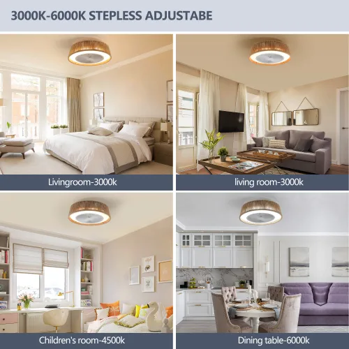 Bohemian Style LED Dimmable Ceiling Light With Built-in Fan - Remote Control Unavailable Platforms- Temu view 3