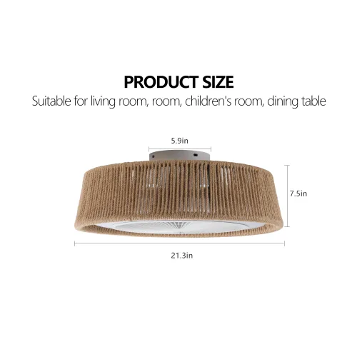 Bohemian Style LED Dimmable Ceiling Light With Built-in Fan - Remote Control Unavailable Platforms- Temu view 2