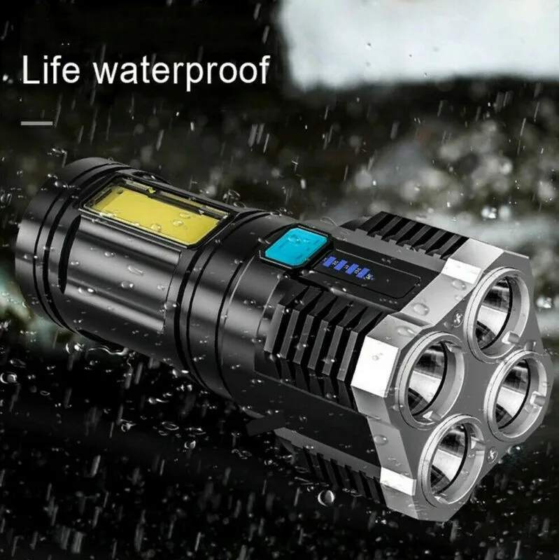 POWERFUL Tactical Quad-Core Super Bright Torch LED Flashlight USB Rechargeable Camping view 4