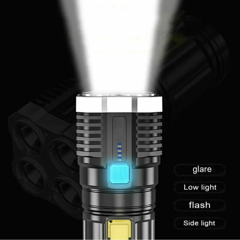 POWERFUL Tactical Quad-Core Super Bright Torch LED Flashlight USB Rechargeable Camping view 2