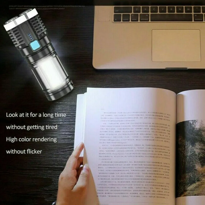 POWERFUL Tactical Quad-Core Super Bright Torch LED Flashlight USB Rechargeable Camping view 3