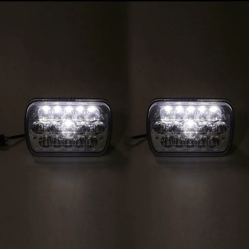 2Pcs 7x6  LED Headlight Headlamp Sealed Beam DRL For Wrangler JK TJ CJ LJ view 2