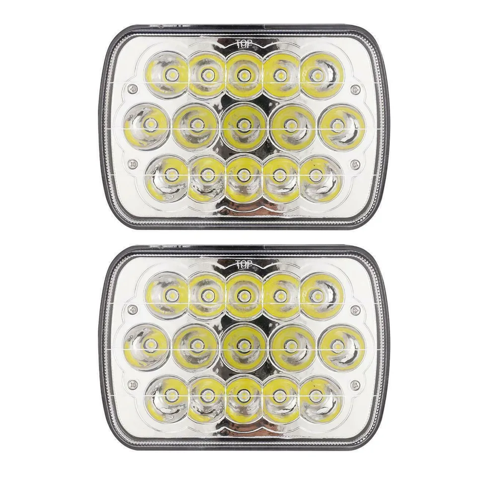 2Pcs 7x6  LED Headlight Headlamp Sealed Beam DRL For Wrangler JK TJ CJ LJ view 3