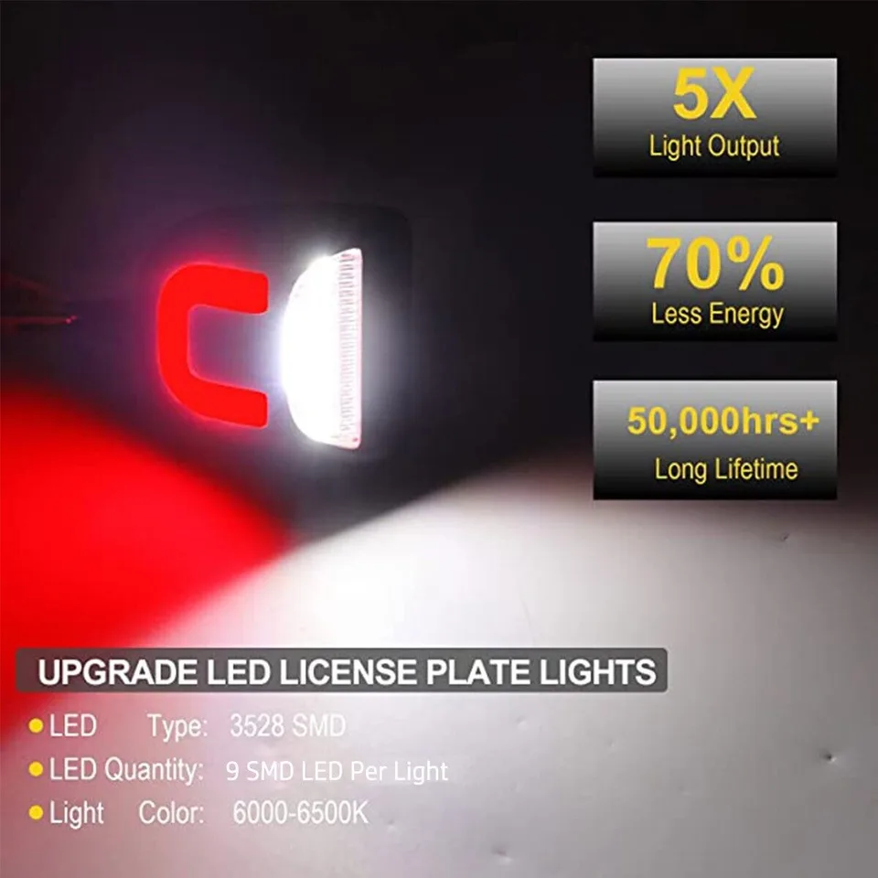 2X LED License Plate Light Red DRL Tube Lamp For Silverado GMC Sierra 1500 2500 view 2