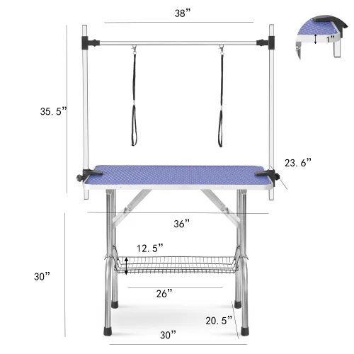 36 Inch Folding Dog Pet Grooming Table Heavy Duty Stainless Steel Pet Dog Cat Grooming Table view 3