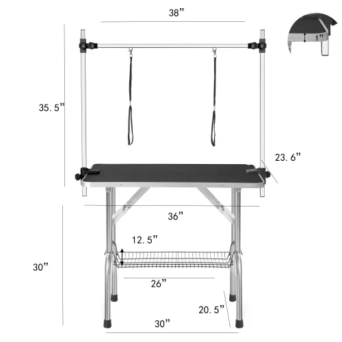 36 Inch Professional Dog Pet Grooming Table Adjustable Heavy Duty Portable