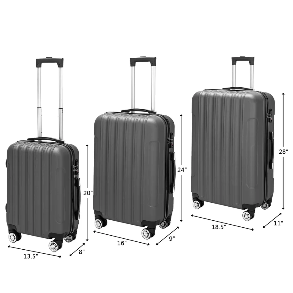 Vertical 3-in-1 Swivel Wheel With Handle Trolley Case 20in 24in 28in ABS Aluminum Alloy Trolley Classic Color - Dark Gray view 3