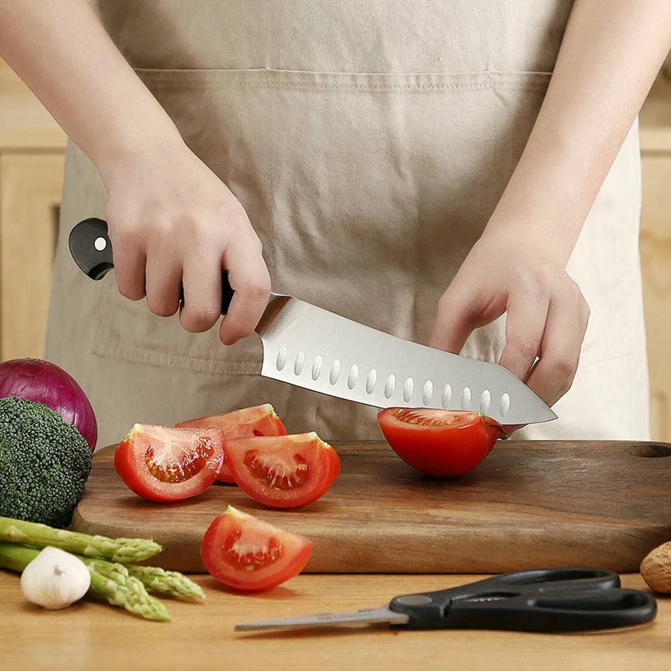 2 Pcs Chef Knife Set Stainless Steel Kitchen Shears Scissor Cutlery Slicing Gift view 3