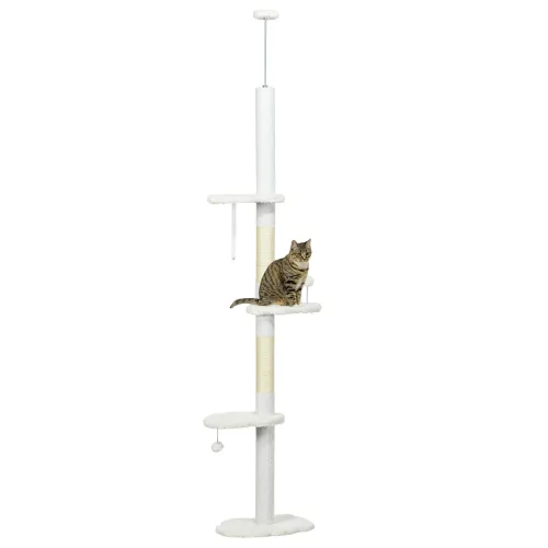 Paw Hut Floor To Ceiling Cat Tree With Scratching Posts, 88.5-100.5 Adjustable Height, Cat Climbing Tower With Cloud Shape Platforms, Toy view 4