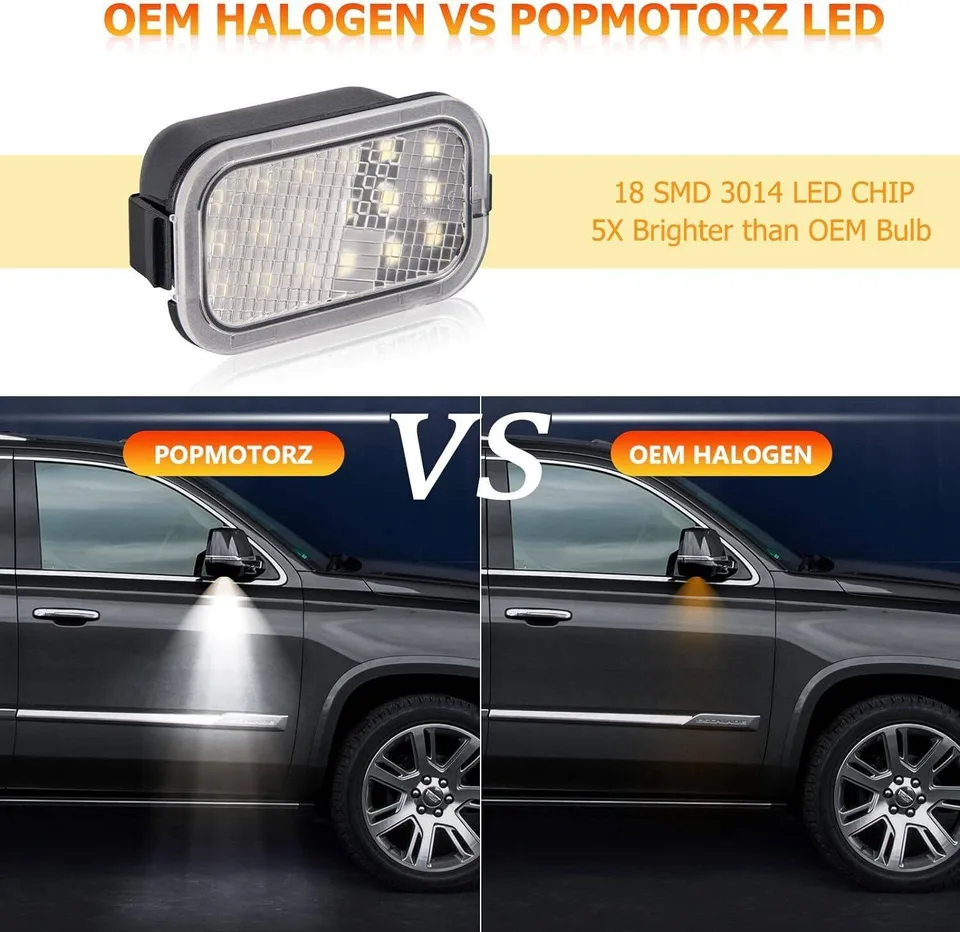 2X LED Side Mirror Puddle Lights For 07-14 Yukon Sierra Tahoe Avalanche Escalade view 3
