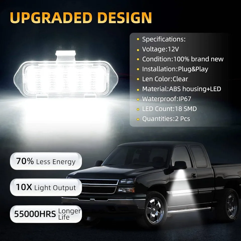 LED Side Mirror Puddle Lights For 03-06 Escalade Silverado Suburban Tahoe Sierra view 3
