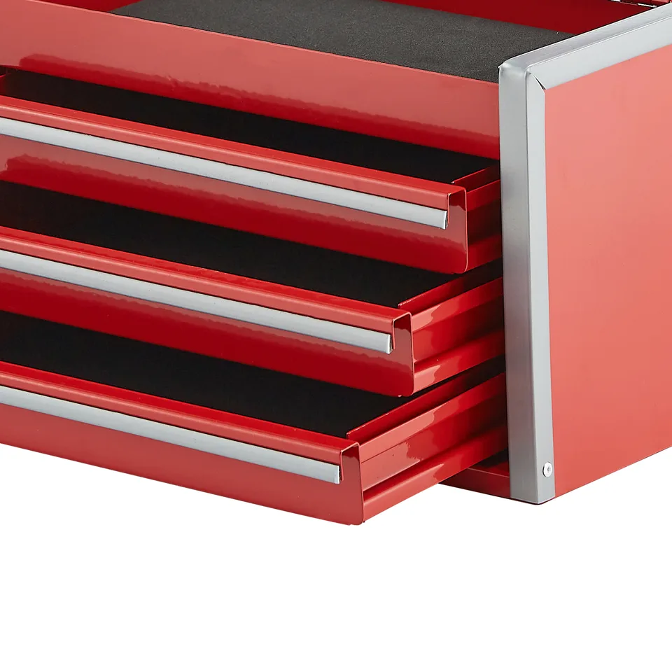 Tool Box 8.6-inch Portable Metal Tool Box 3 Drawers Tool Organizer Red view 4