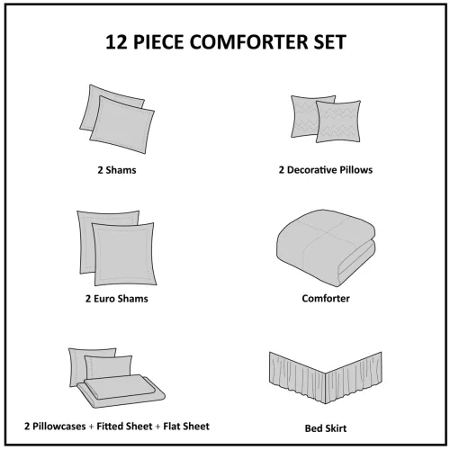 12 Piece Comforter Set With Cotton Bed Sheets Blue Cal King view 4