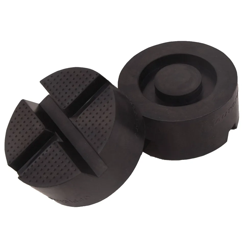 2PCS Universal Car Rubber Cross Slotted Jack Pad Adapter Guard Rail Floor