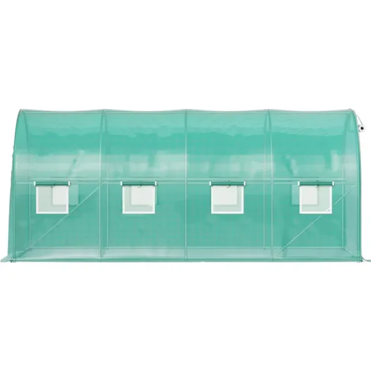 VEVOR Walk-in Tunnel Greenhouse, 14.8 X 6.6 X 6.6 Ft Portable Plant Hot House W Galvanized Steel Hoops, 1 Top Beam, Diagonal Poles, Zippered view 3