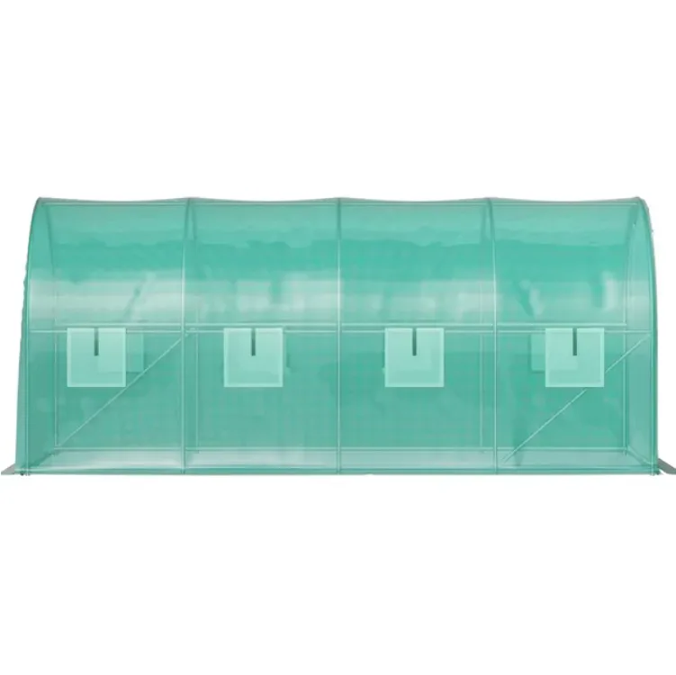 VEVOR Walk-in Tunnel Greenhouse, 14.8 X 6.6 X 6.6 Ft Portable Plant Hot House W Galvanized Steel Hoops, 1 Top Beam, Diagonal Poles, Zippered view 2