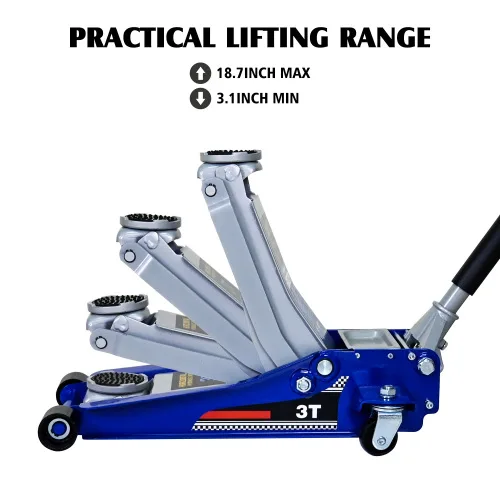 Low-Position Steel Vehicle Floor-mounted Hydraulic Jack With Dual-piston Quick-lift Pump, 3-Ton  6,600 Lb Capacity. view 2