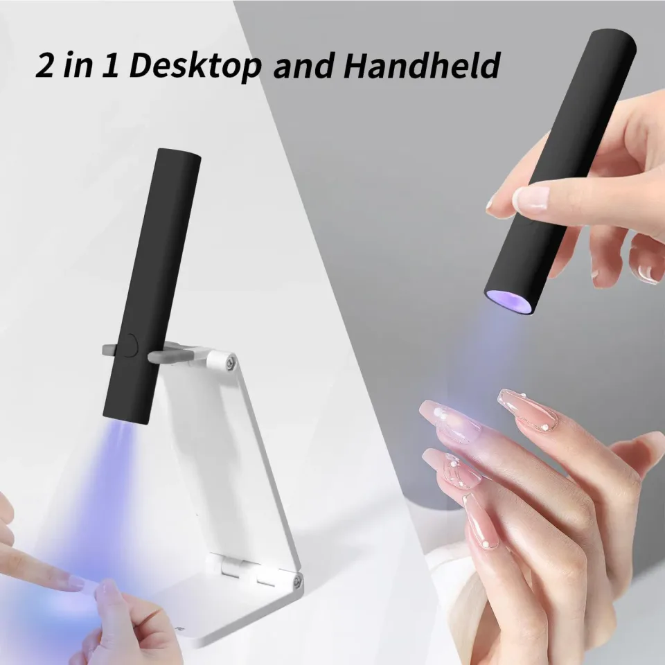 UV Light For Gel Nails, Mini U V LED Nail Lamp Handheld With Stand, Portable Nail Dryer Rechargeable USB Cordless For Fast Drying, Black view 3