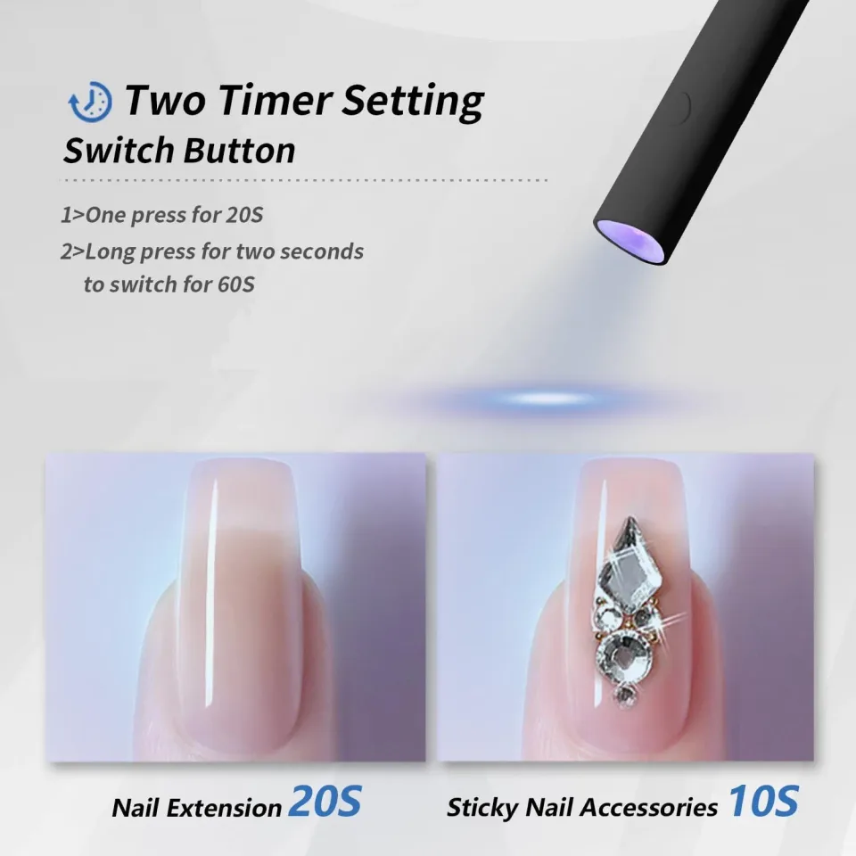 UV Light For Gel Nails, Mini U V LED Nail Lamp Handheld With Stand, Portable Nail Dryer Rechargeable USB Cordless For Fast Drying, Black view 4