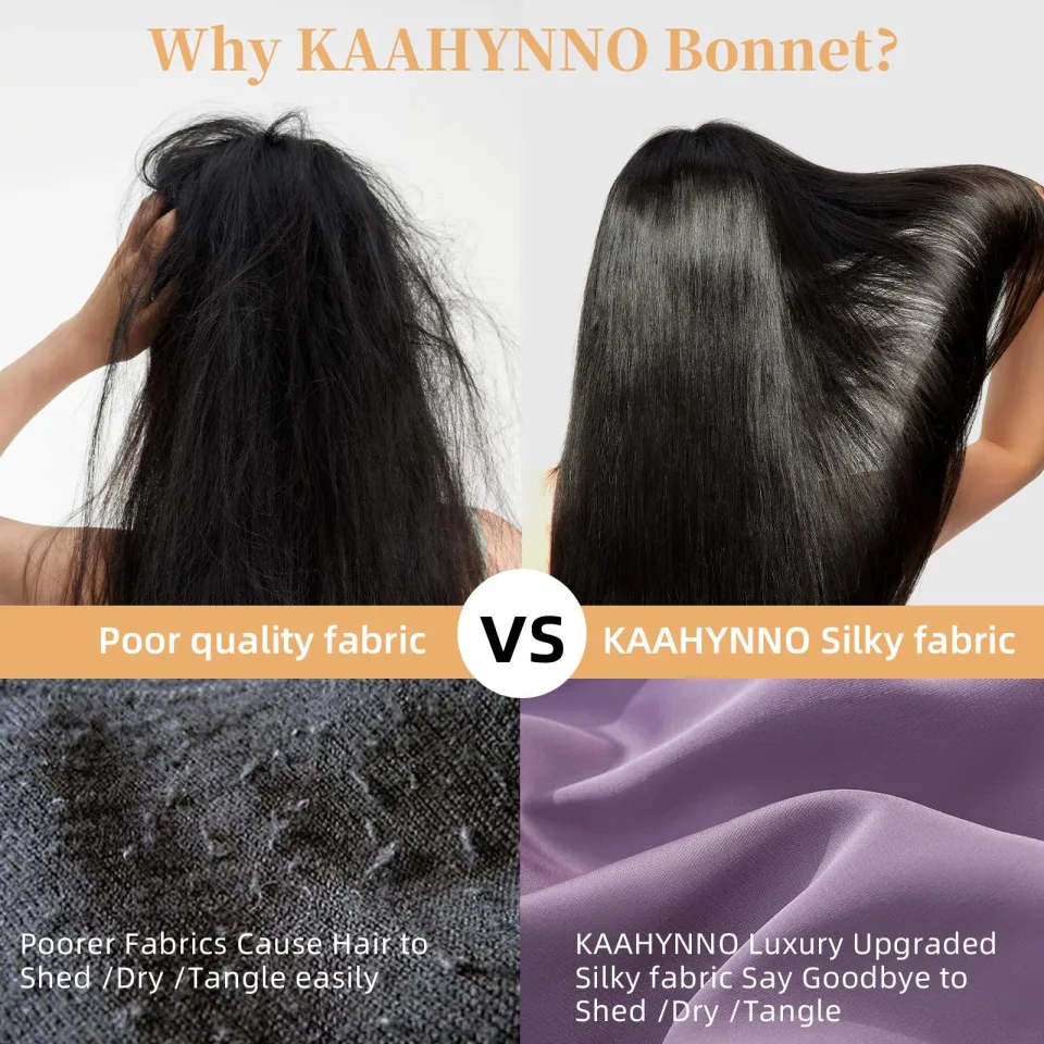 Silk Bonnet For Sleeping Women, Satin Hair Bonnet For Sleeping For Wavy Curly Natural Hair Women Men - Red view 4