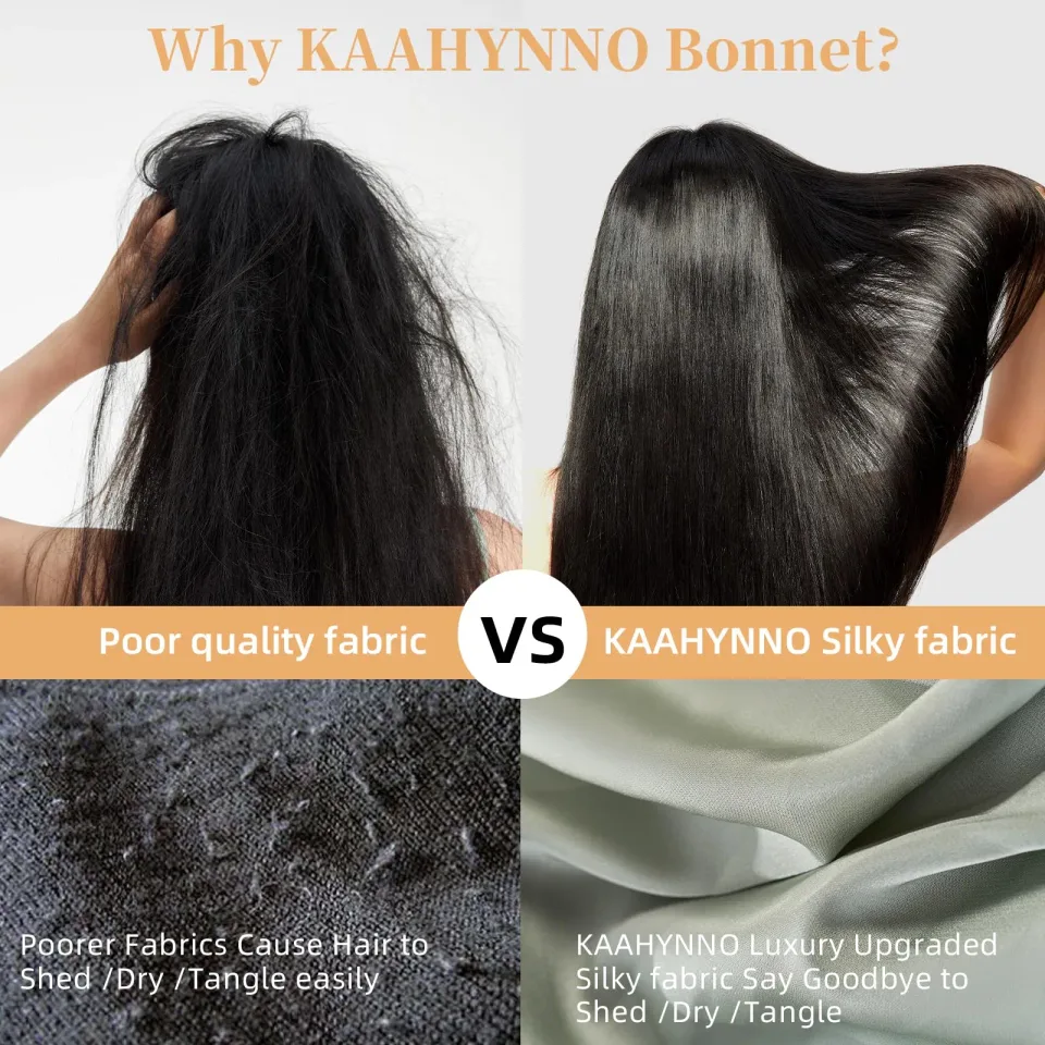 Silk Bonnet For Sleeping Women, Satin Hair Bonnet For Sleeping For Wavy Curly Natural Hair Women Men - Green view 2