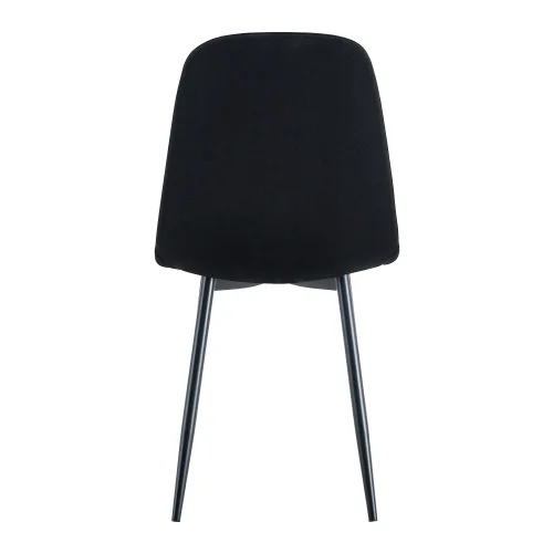 Luxury Simple Chair - Set Of 4 BLACK Linen-Cotton Material High Resilience Dining Chair With Metal Black Leg.Integral Metal Leg view 2