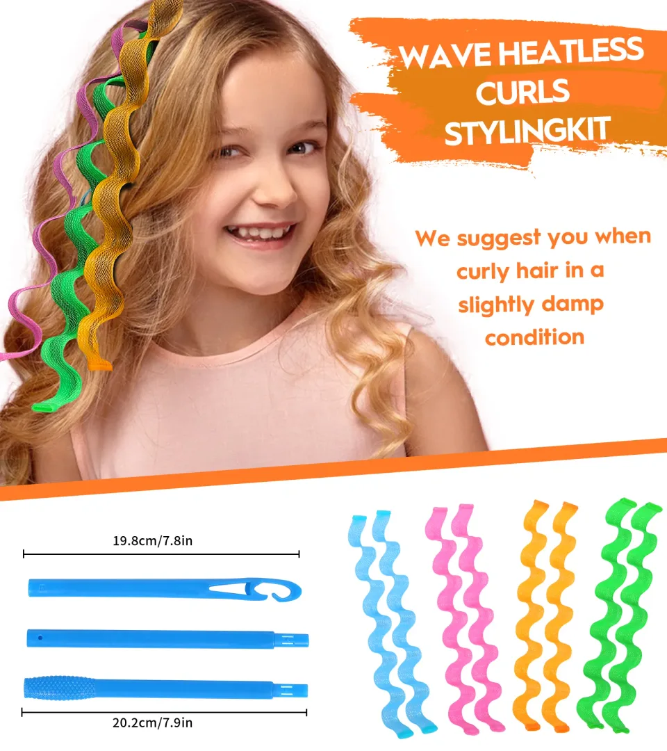 Heatless Hair Curlers Wave Curls Styling Kit For Women Girls On Hair Care - 30 Pcs - 6 Colors - 55 Cm 11.81 Inch view 2