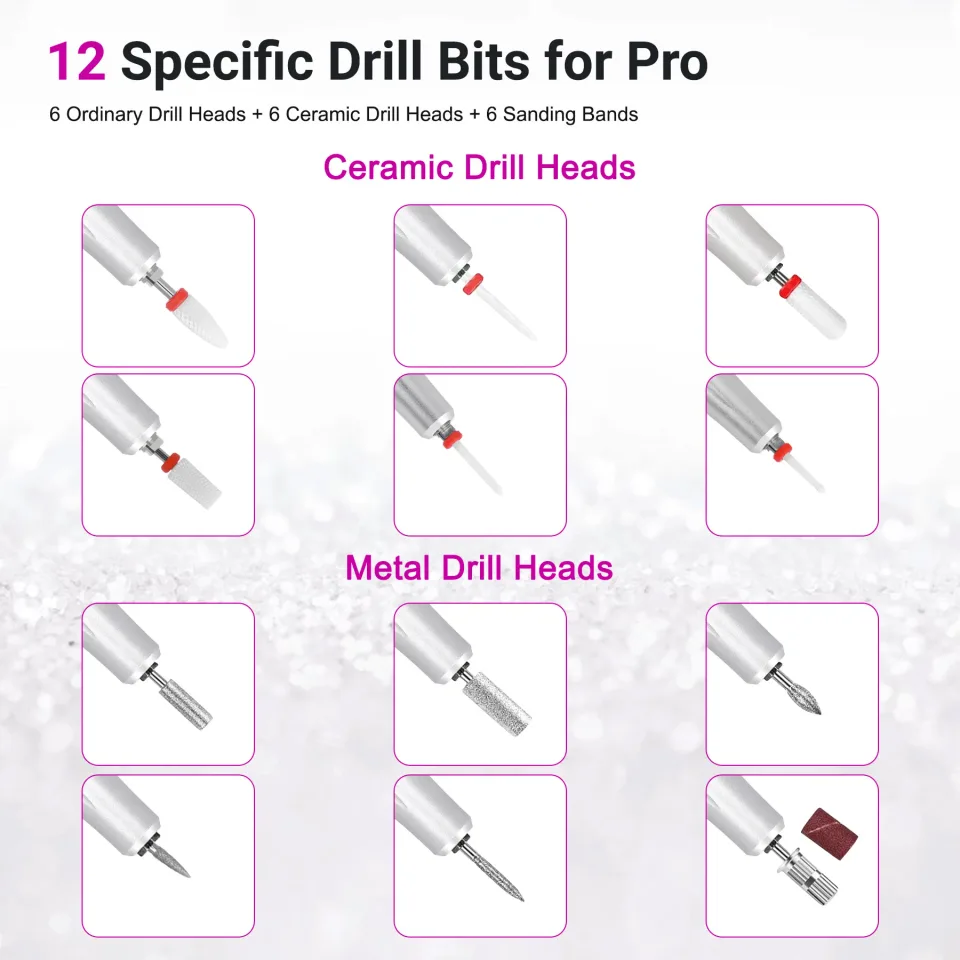 Portable Electric Nail Drill 35000RPM Nails Milling Cutter Wireless Pedicure Grinder Rechargeable Nail Drilling Machine Silver view 3