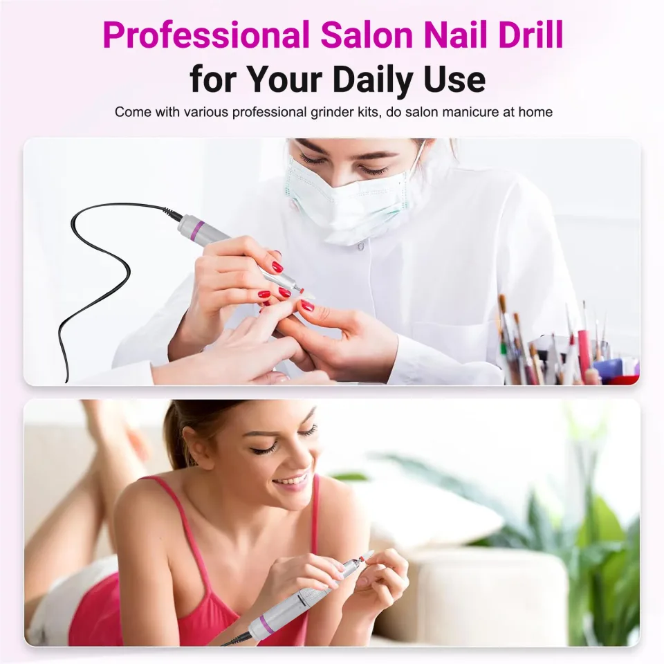 Portable Electric Nail Drill 35000RPM Nails Milling Cutter Wireless Pedicure Grinder Rechargeable Nail Drilling Machine Silver view 4
