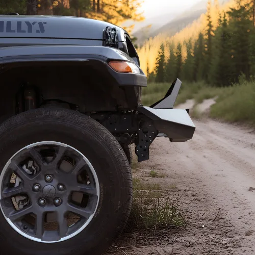 X Style Front Bumper With Winch Plate Compatible With Wrangler JK 2007-2018 JL - Heavy Duty Black Textured Manganese Steel Construction, Perfect For On And Off-Road Used view 3
