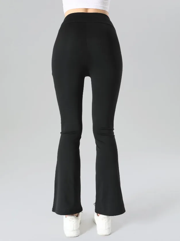 4pcs High-Waisted Flare Sharkskin Leggings Slim Fit, Lightweight & Sculpting Yoga Pants view 4