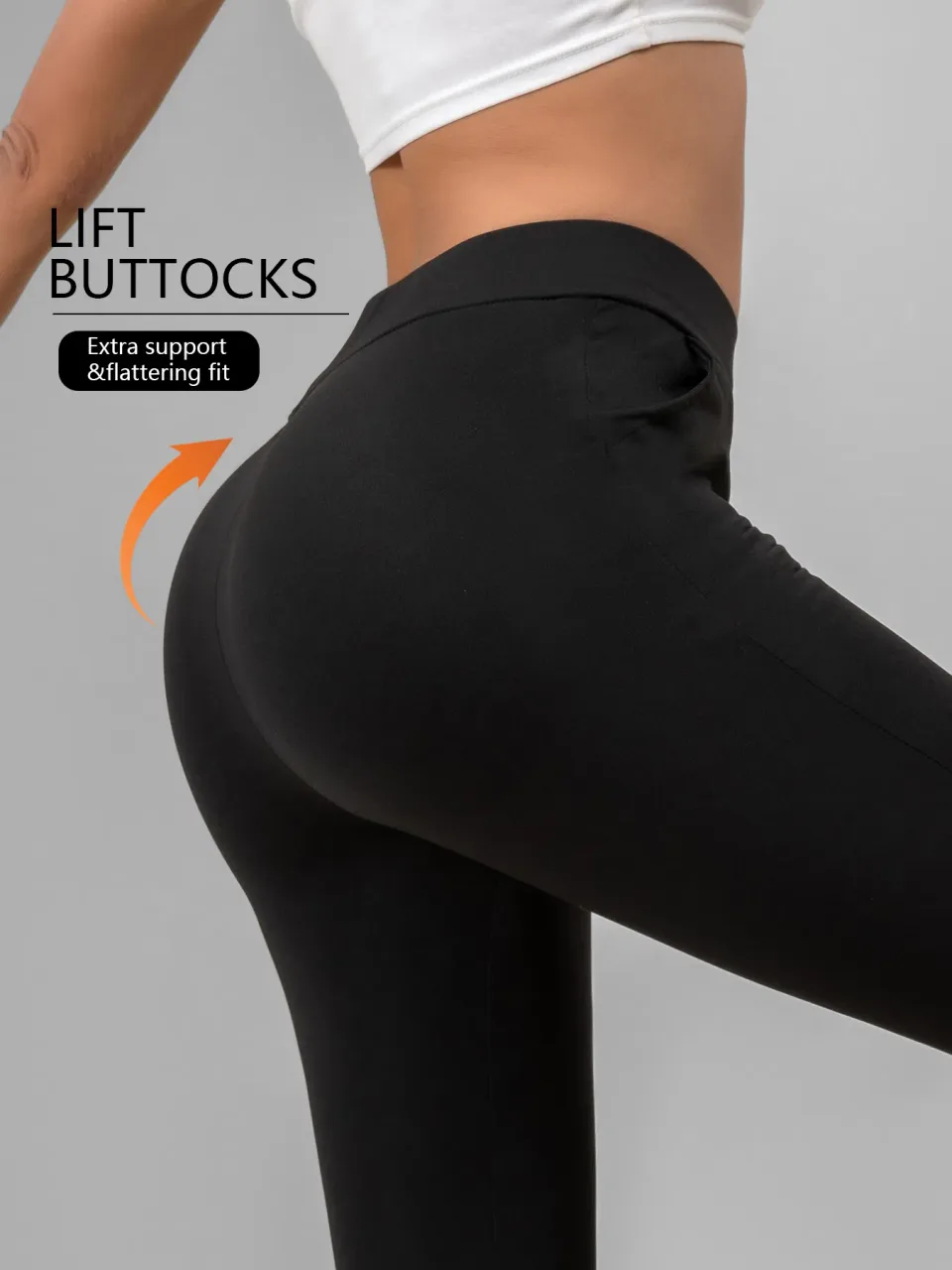 4pcs High-Waisted Flare Sharkskin Leggings Slim Fit, Lightweight & Sculpting Yoga Pants view 2
