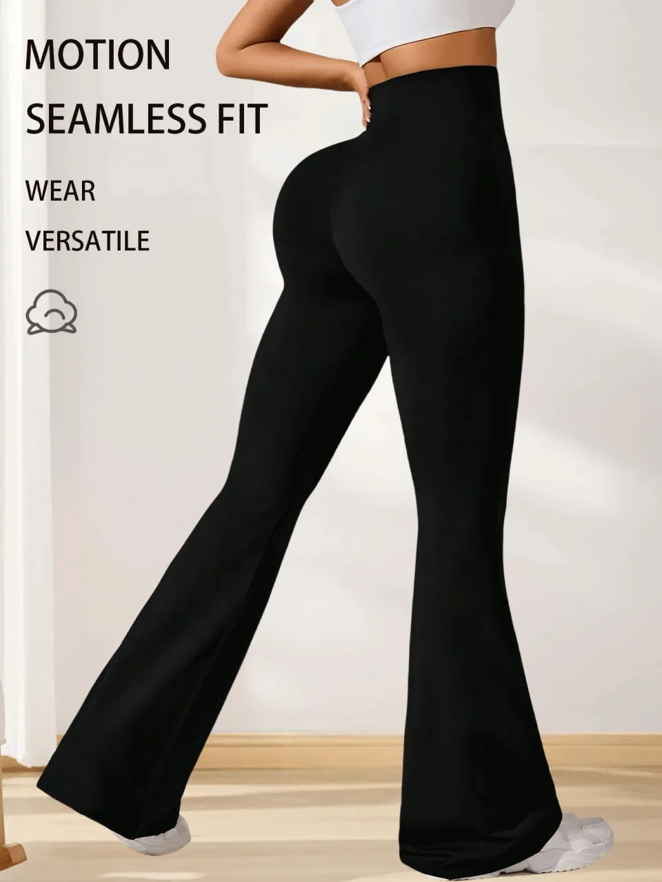 3pcs High-Waisted Flare Sharkskin Leggings Slim Fit, Lightweight & Sculpting Yoga Pants view 4