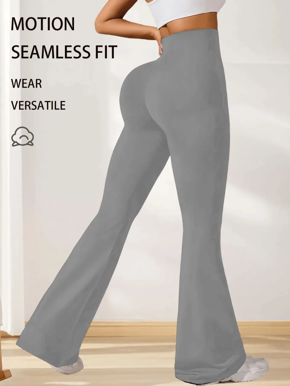 3pcs High-Waisted Flare Sharkskin Leggings Slim Fit, Lightweight & Sculpting Yoga Pants view 3